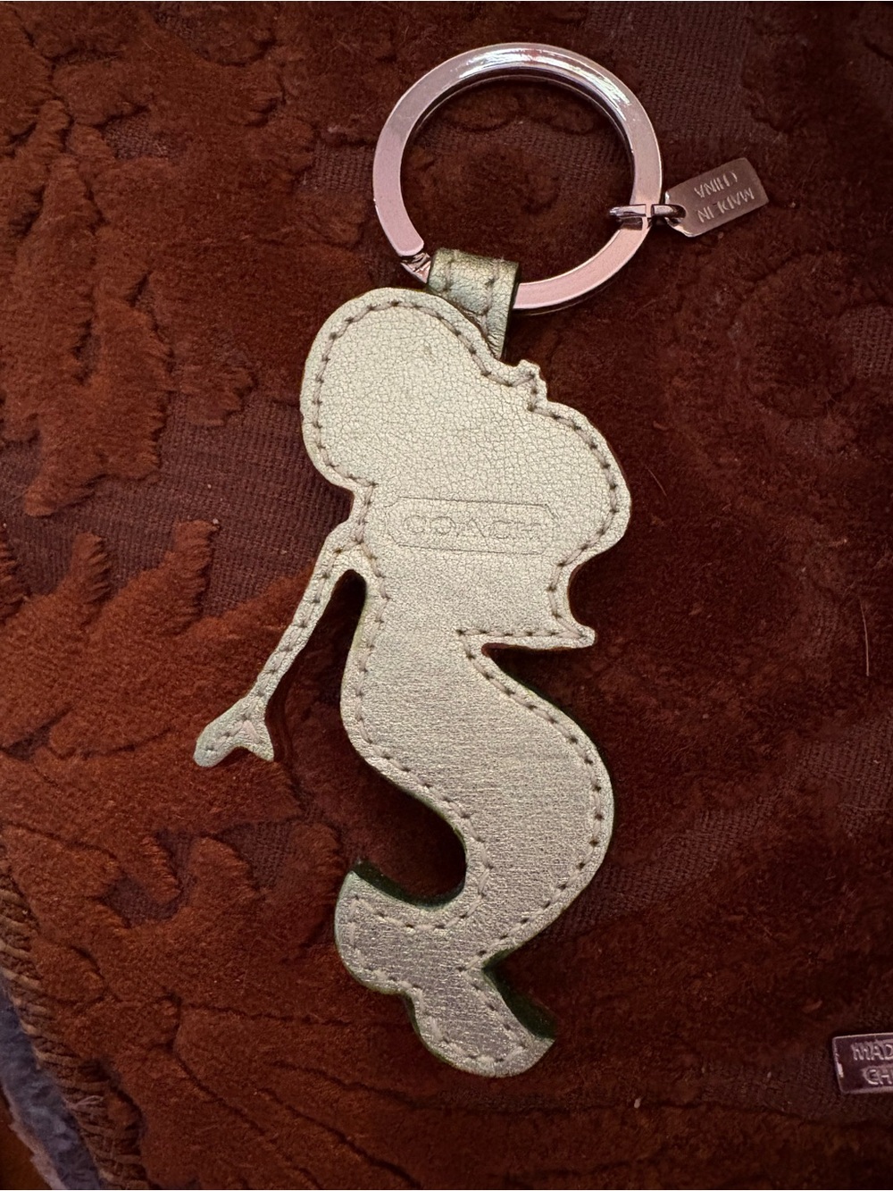 RARE COACH IRIDESCENT SEQUINED LEATHER MERMAID BAG CHARM KEYCHAIN HTF Y2K - Picture 3 of 5